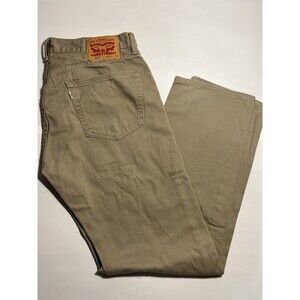 Levis Jeans Men 34 X 32 Tan Khaki 505 Denim Straight White Tab Workwear Classic